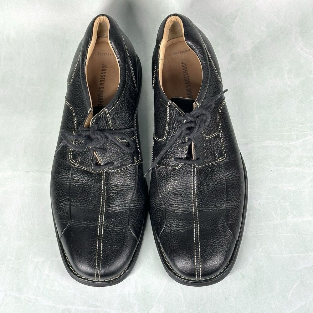 Johnston & Murphy Men's Size 10 Shuler Bicycle Black Leather Dress Shoe 20-7222 - Picture 4 of 15
